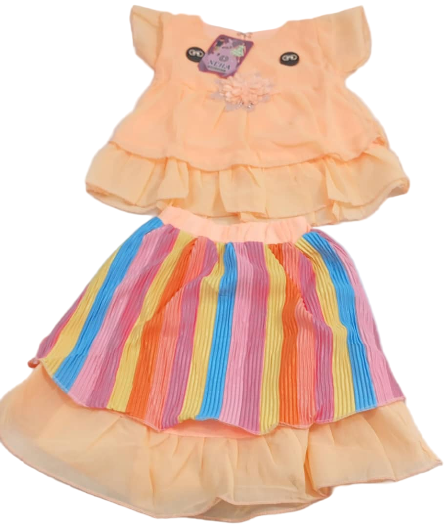 Beautiful Baby Skirt and Top, Orange | VBK16b