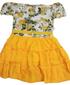 Beautiful Baby Gown With Belt, Yellow| VBK17b