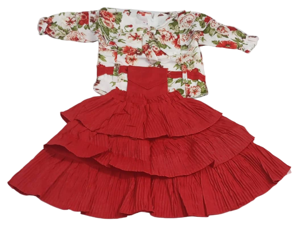Beautiful Baby Occasional Skirt and Top, Red| VBK18c