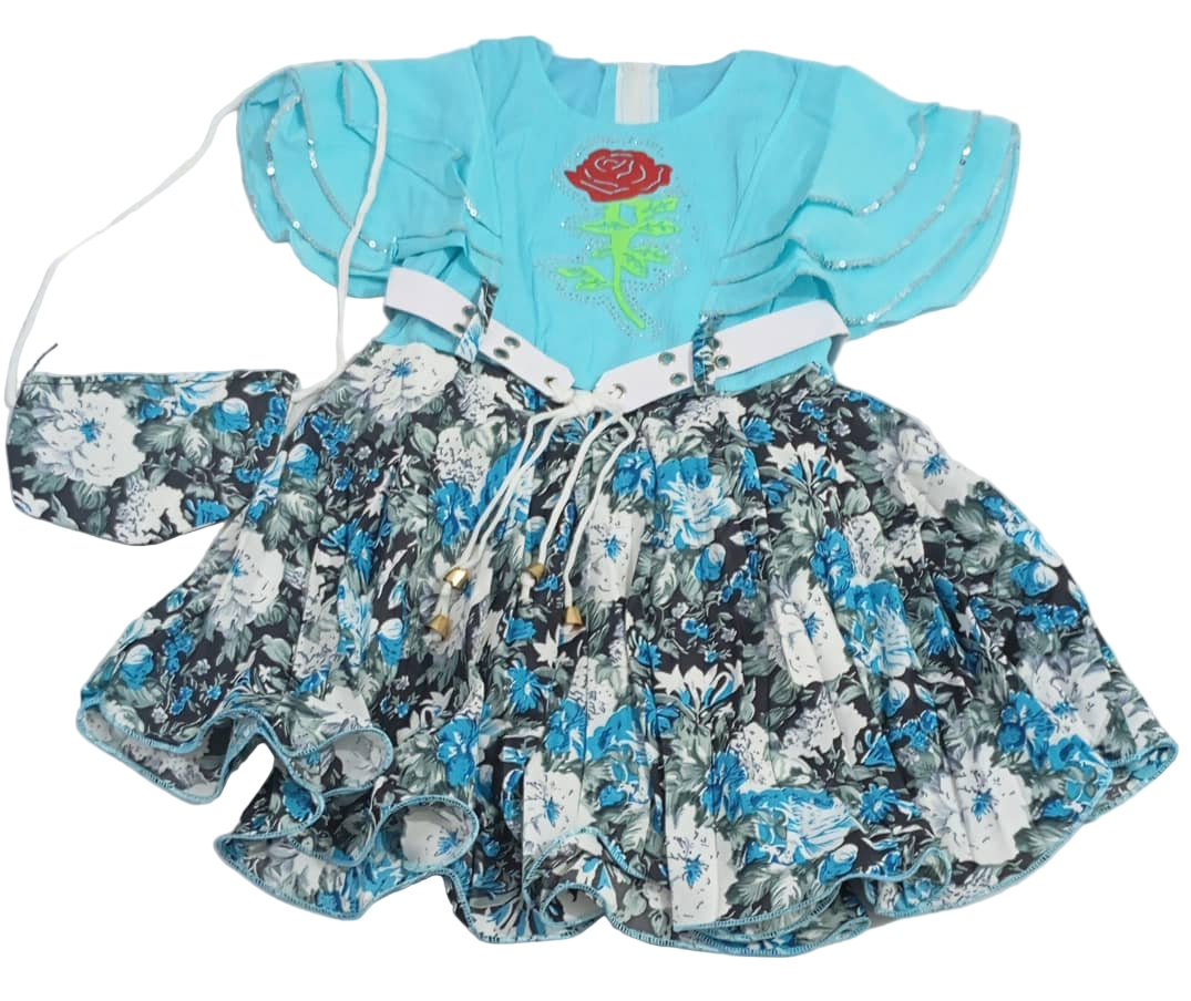 Elegant Minar Girls Dress, Blue | NBA7a