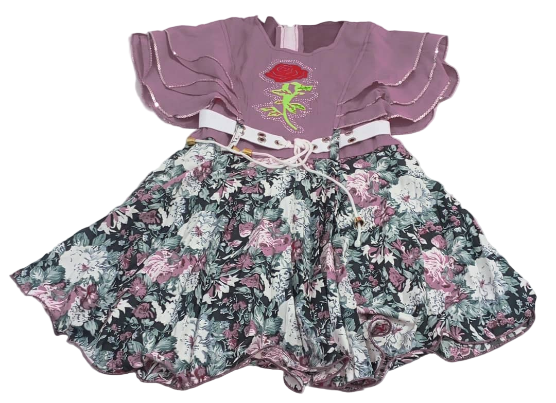 Elegant Minar Girls Dress, Pink | NBA7b