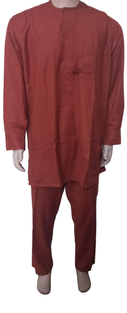 Fashionable Super Classy Long Sleeve Senator Wear 2-Piece Set, Orange | KUA1a