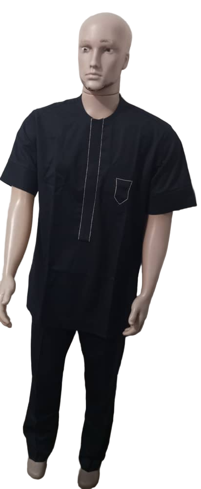 Up and Down Three Quarter Sleeve Senator Wear Set For Men, Dark blue | KUA9a