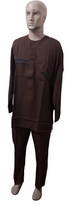Quality Up and Down Long Sleeve Senator Wear For Men, Brown | KUA14a