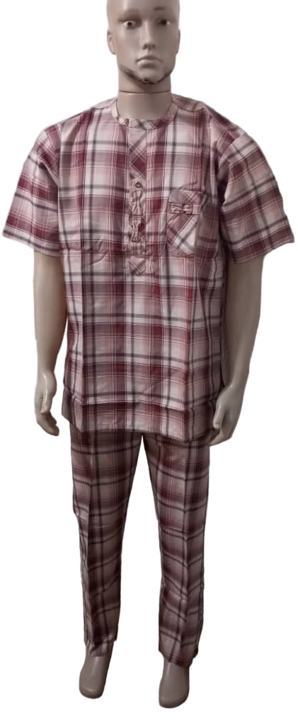 Classy Up and Down Short Sleeve Senator Wear For Men, Peach Stripe | ENC59a