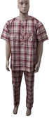 Classy Up and Down Short Sleeve Senator Wear For Men, Peach Stripe | ENC59a