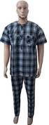 Elegant 2-pieces Short Sleeve Senator Suit For Men, Blue Design | ENC63a