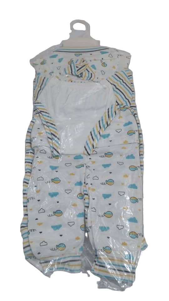 AI Boustani 8in1 set Baby Clothes, White and Green | GOM13b