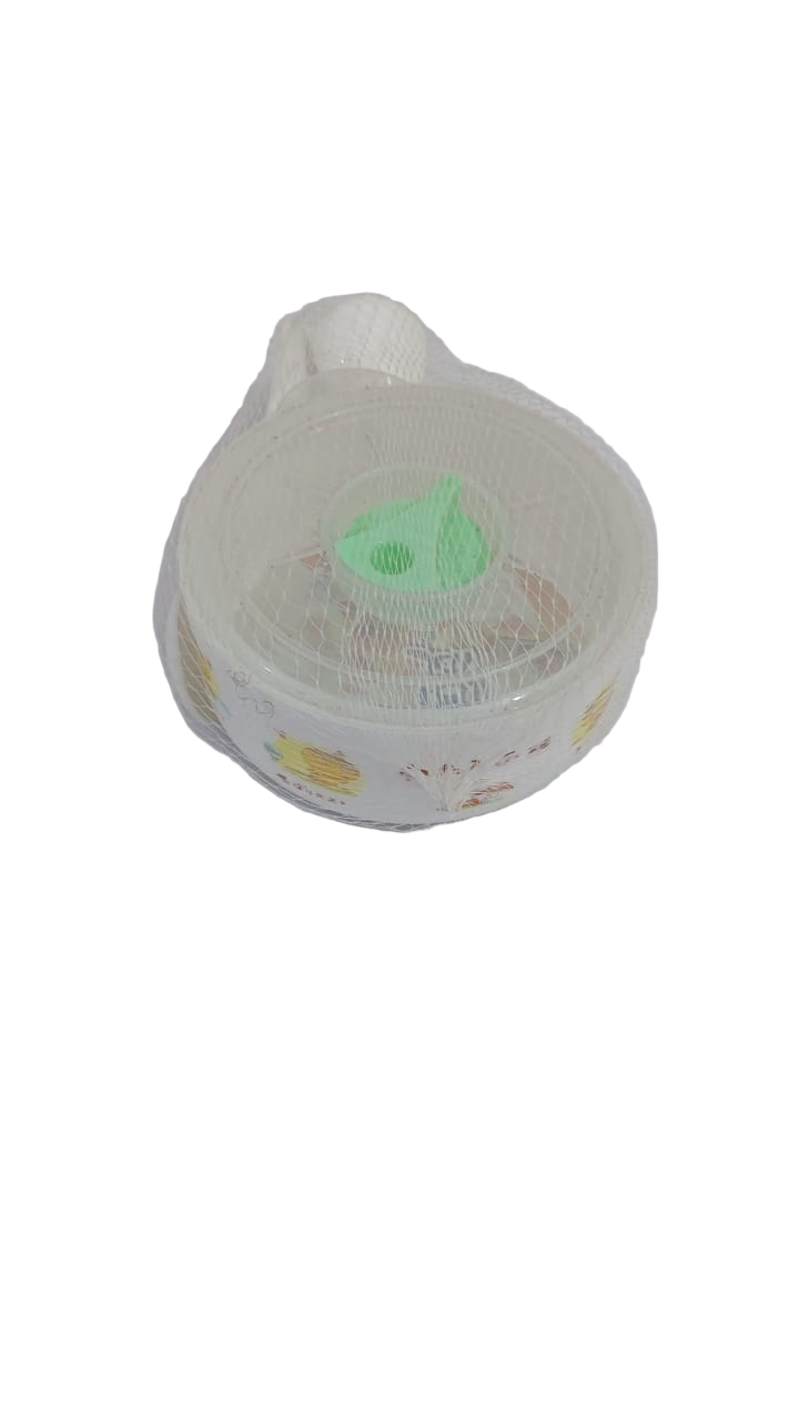 Net Baby Feeding Plate with Spoon, White | GOM26b