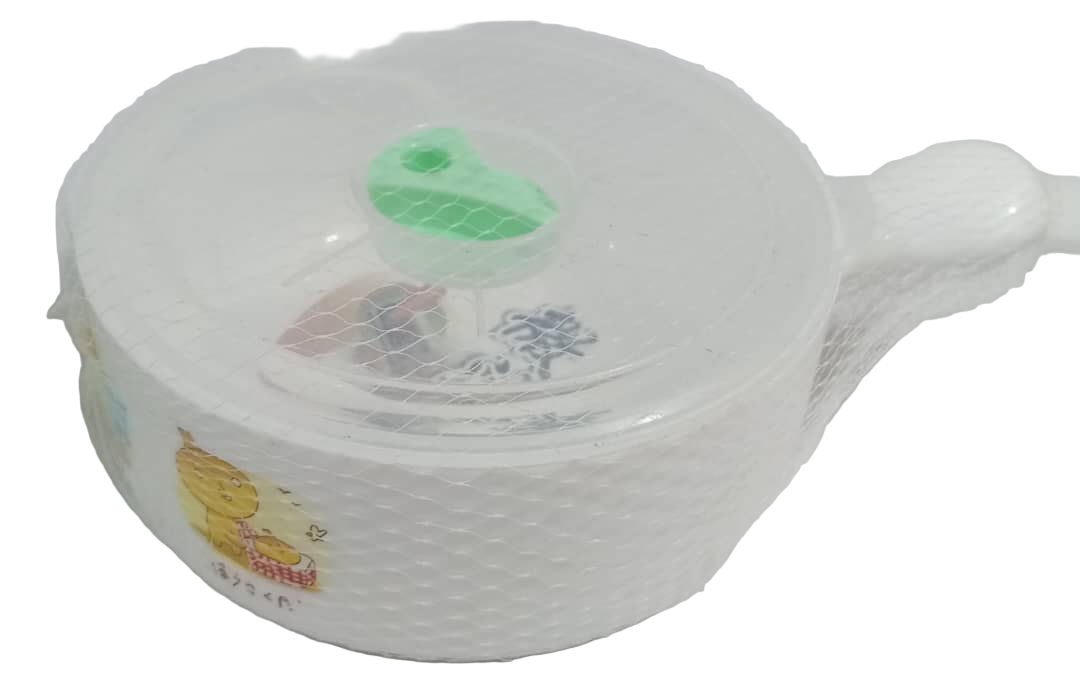 Baby Net Feeding Plate with Spoon, White | GOM33c