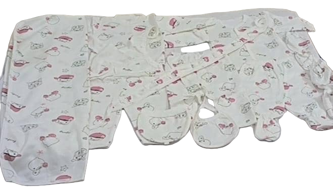 Lucky Star Overall 11in1 Unisex Cloth Matching Set for Baby (Coverall), White and Pink | GOM38a