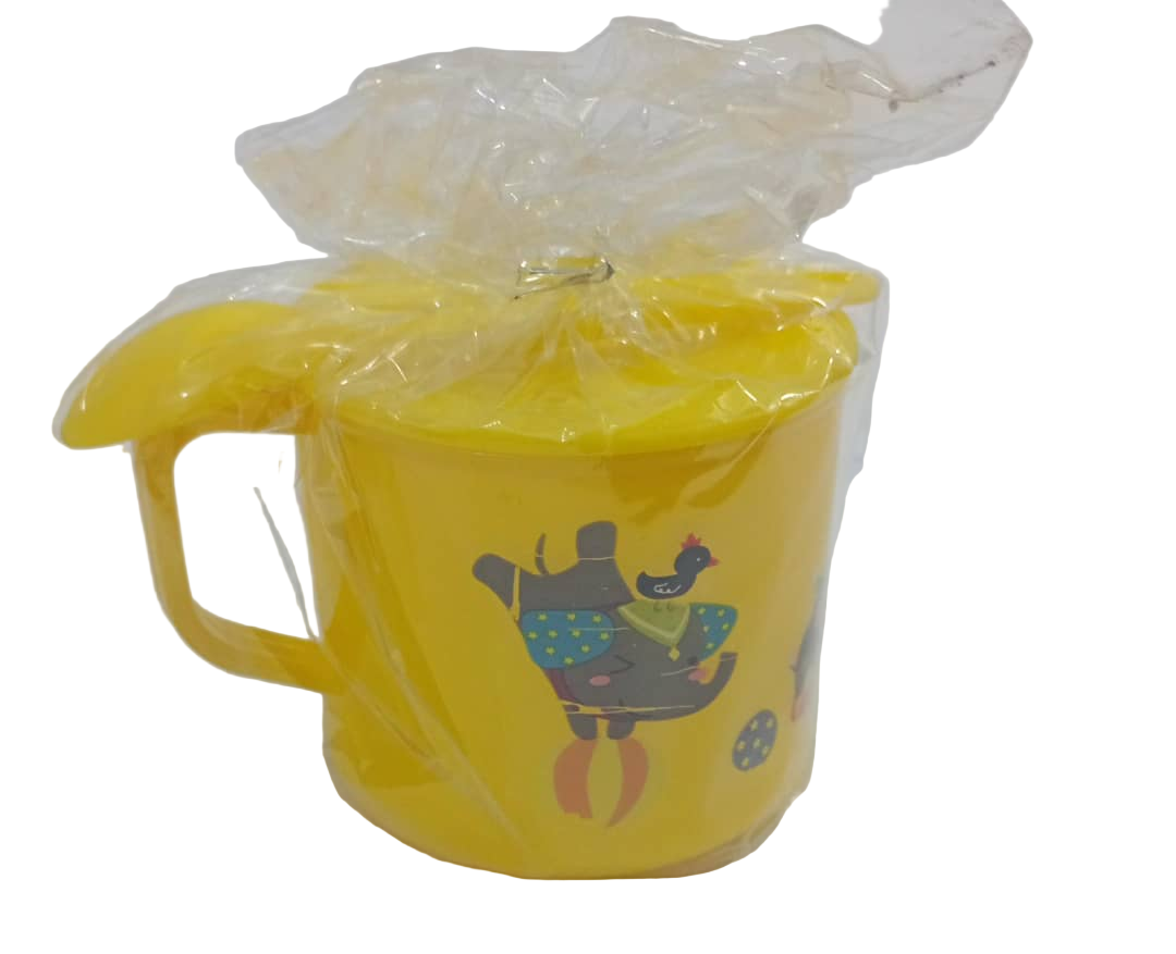 Affordable Kids Cup with Spoon, Yellow | GOM41b