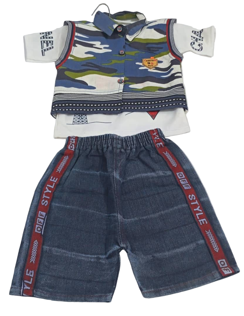 Fashion Jeans, Polo and Shirt For Children, White and Blue | VBK7a