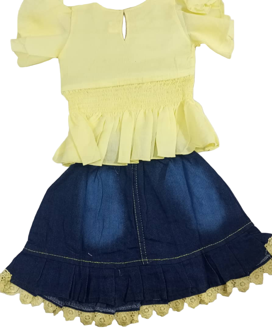 Beautiful Baby Up and Down Dress ,Yellow and Blue | VBK8a
