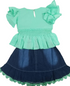 Beautiful Baby Up and Down Dress ,Green and Blue | VBK8c