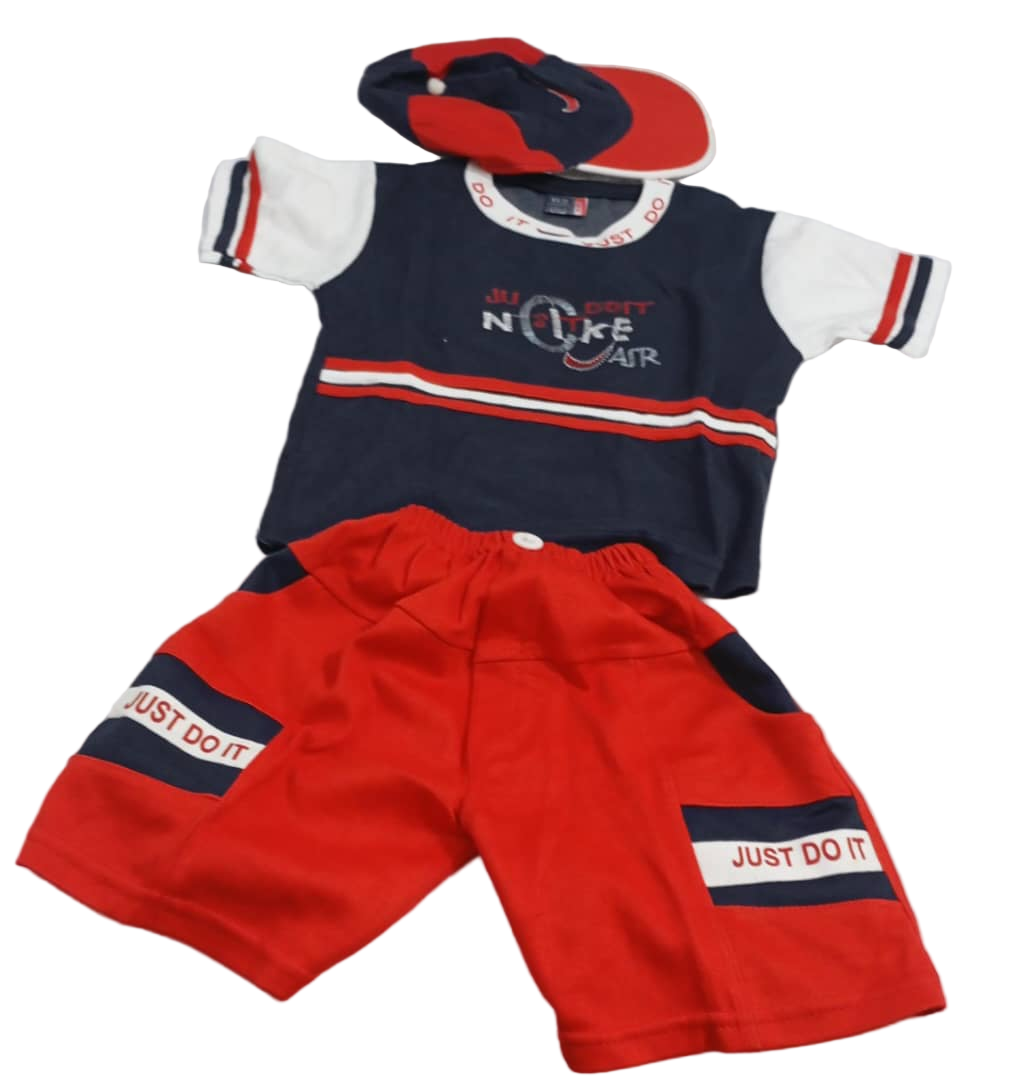 Up and Down  Baby Cloth With Cap , Red and Blue | VBK9a