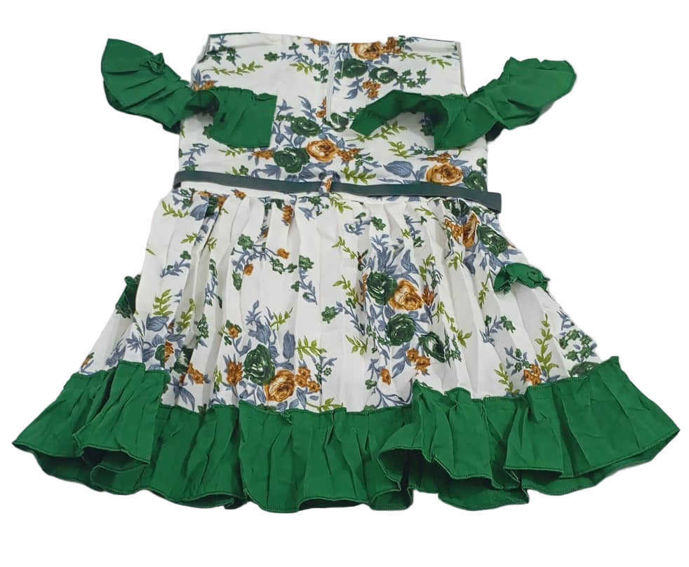 Decent Baby Dress (Gown), Green and White | VBK14a