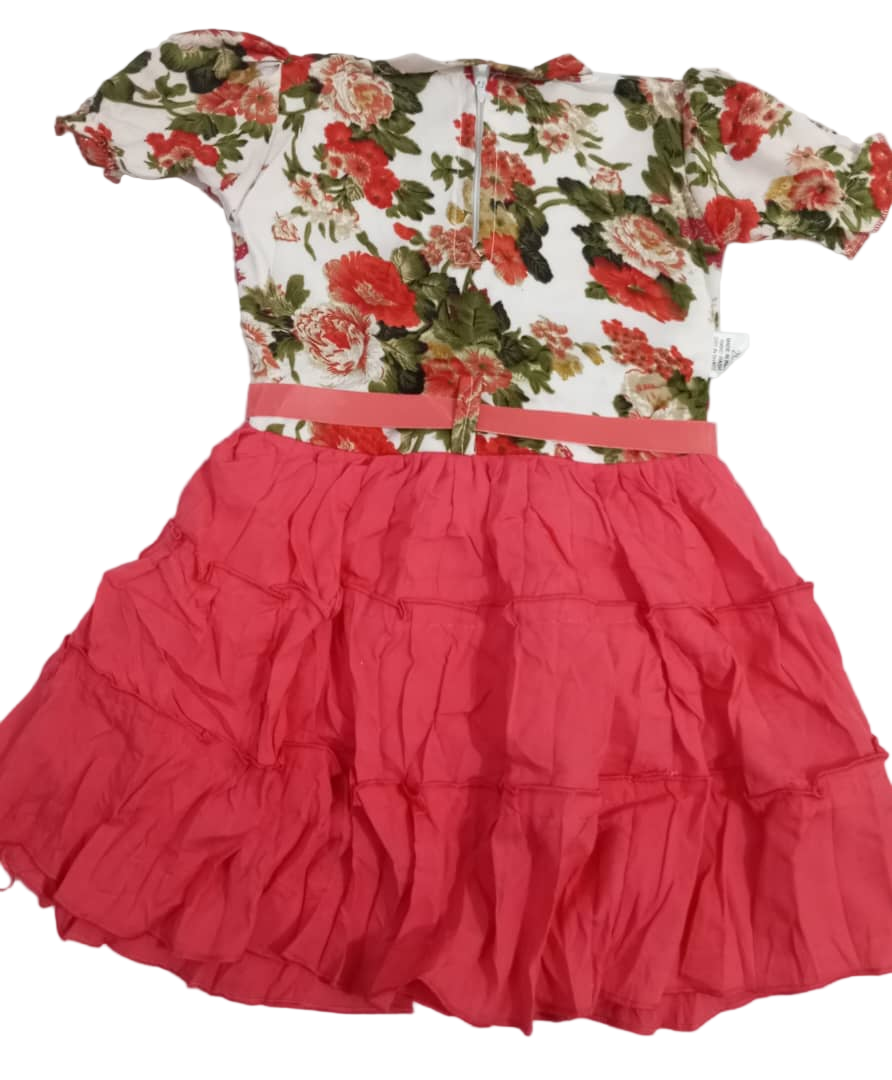 Beautiful Baby Gown With Belt, Pink | VBK17a