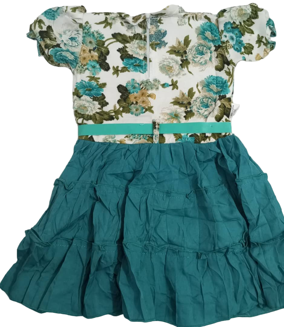 Beautiful Baby Gown With Belt, Green| VBK17c