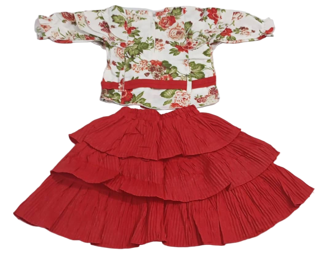 Beautiful Baby Occasional Skirt and Top, Red| VBK18c