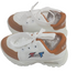 Elegant Unisex Fashion Sport Baby Sneakers, White and Brown | RSE18b
