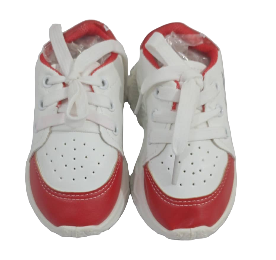 Elegant Unisex Fashion Sport Baby Sneakers, White and Red | RSE18c