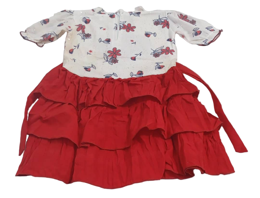Elegant Children's Gown, White and Red | NBA3b