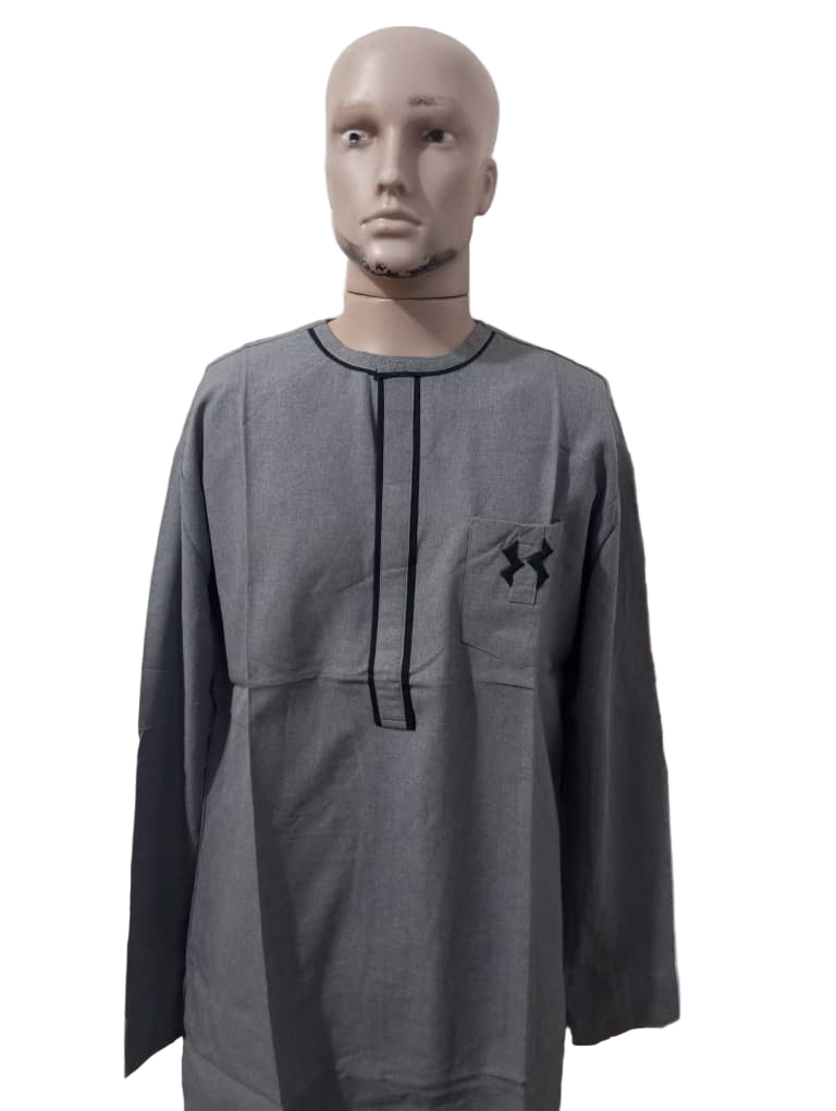 Affordable Up and Down Long Sleeve Senator Wear For Men, Ash | KUA15a