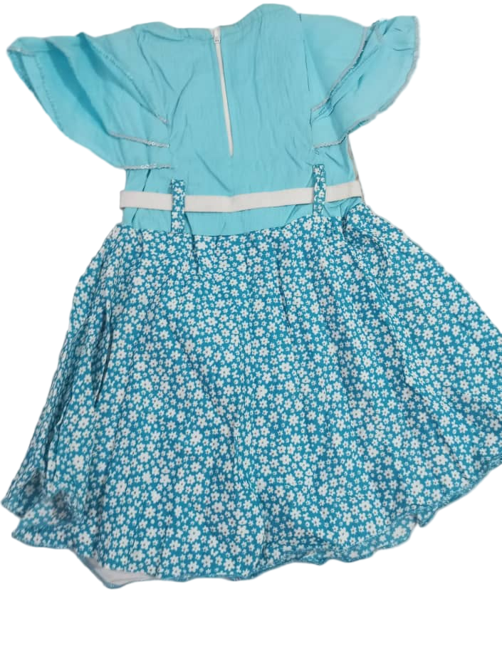 Elegant Baby Dress With Belt, Sea Green | VBK19b