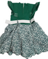Elegant Baby Dress With Belt, Green | VBK19d