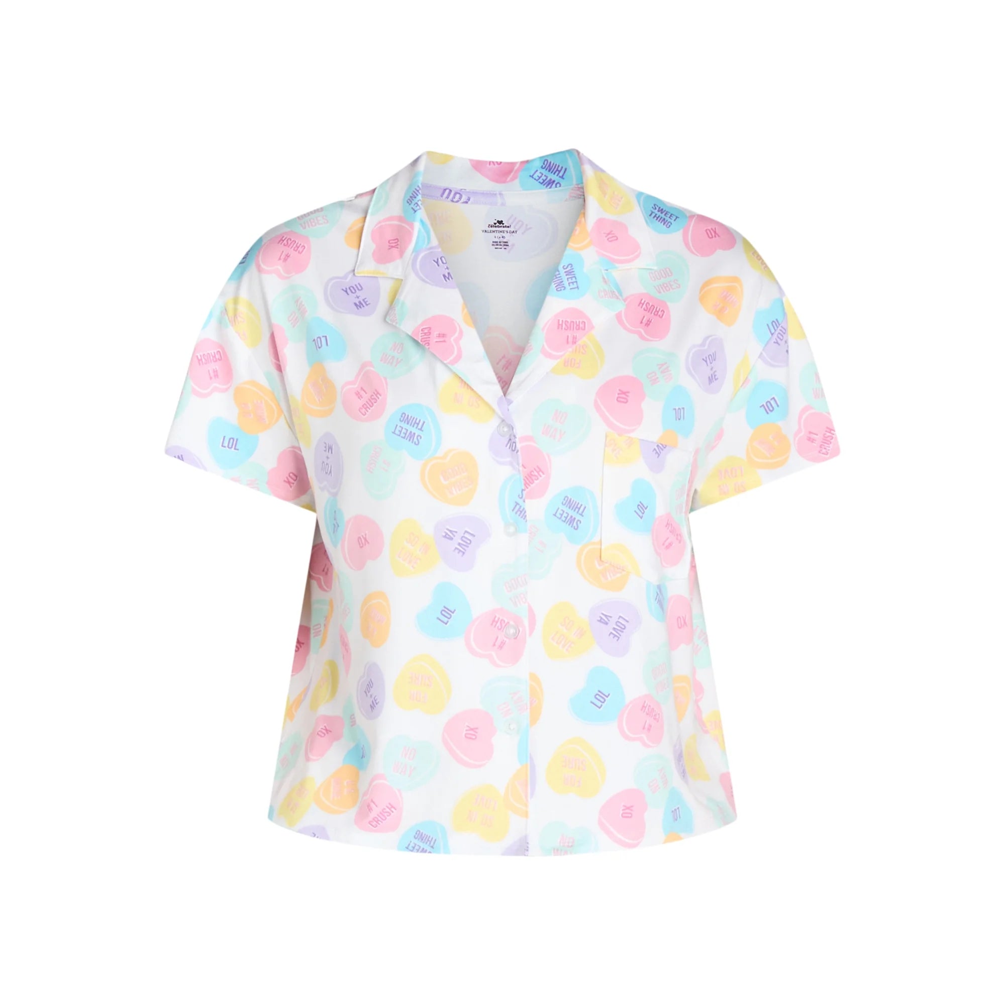 Women’s Valentine’s Day Print Shorty Notch Collar Pajama Set from Way to Celebrate, 2-Piece, Sizes XS-3X  |  WTWL351XA