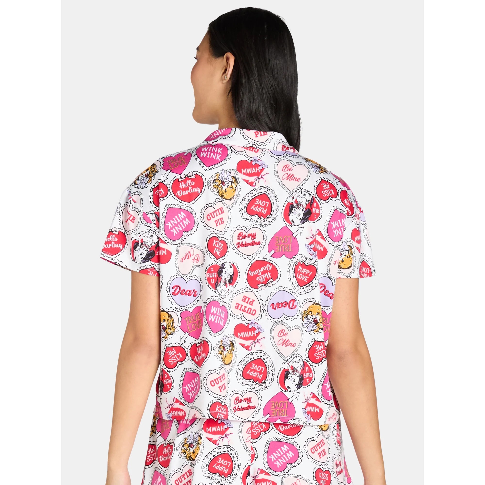 Women’s Valentine’s Day Print Shorty Notch Collar Pajama Set from Way to Celebrate, 2-Piece | WTWL351XB