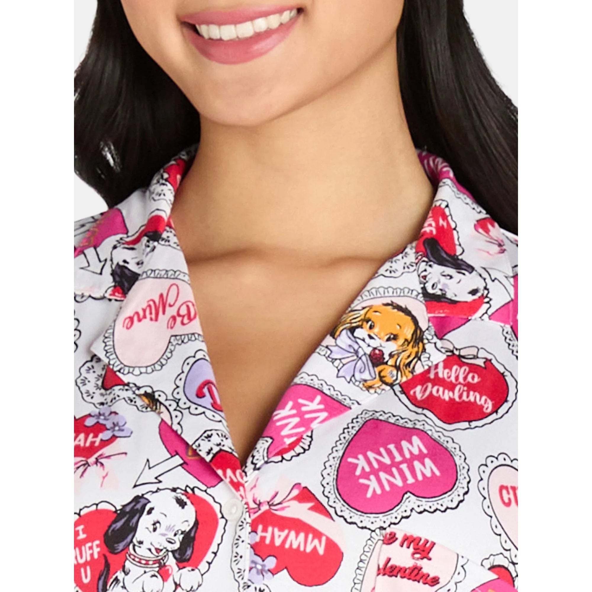 Women’s Valentine’s Day Print Shorty Notch Collar Pajama Set from Way to Celebrate, 2-Piece | WTWL351XB
