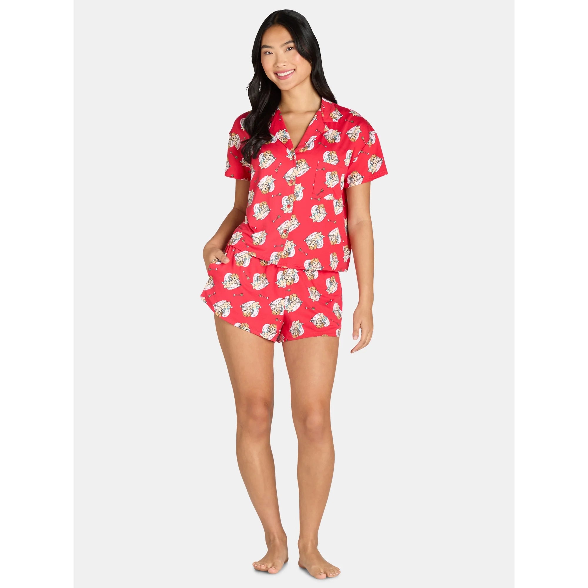 Women’s Valentine’s Day Print Shorty Notch Collar Pajama Set from Way to Celebrate, 2-Piece, Sizes XS-3X |  WTWL351XC