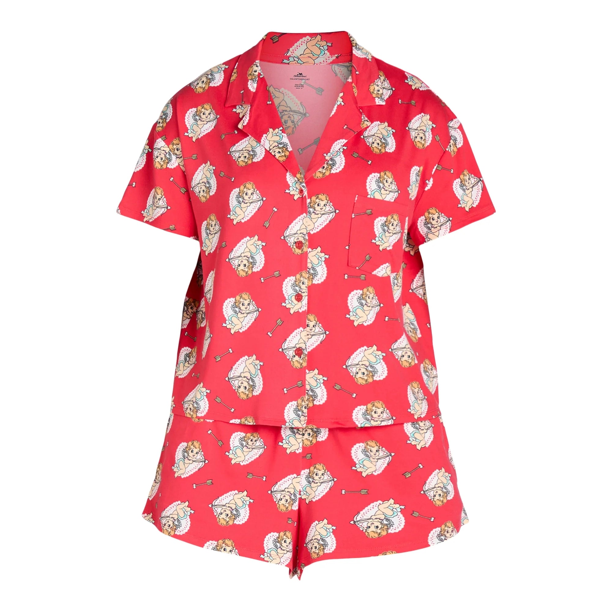 Women’s Valentine’s Day Print Shorty Notch Collar Pajama Set from Way to Celebrate, 2-Piece, Sizes XS-3X |  WTWL351XC