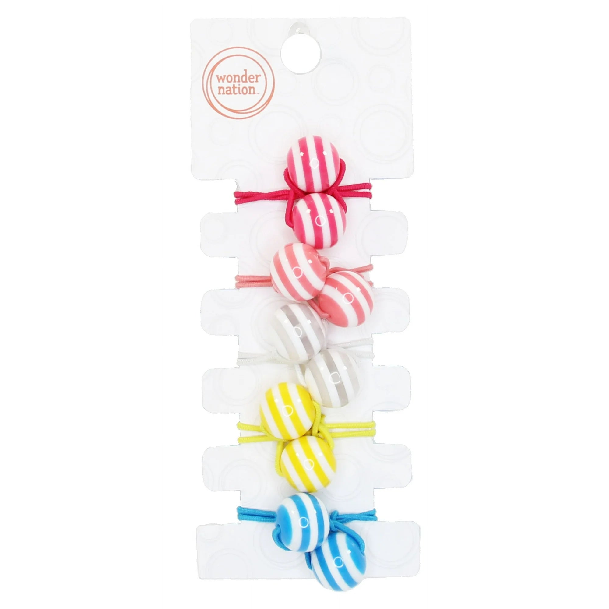 Wonder Nation Girls Striped Bead Elastic Hair Ties, 5-Pack | WTWL919XA
