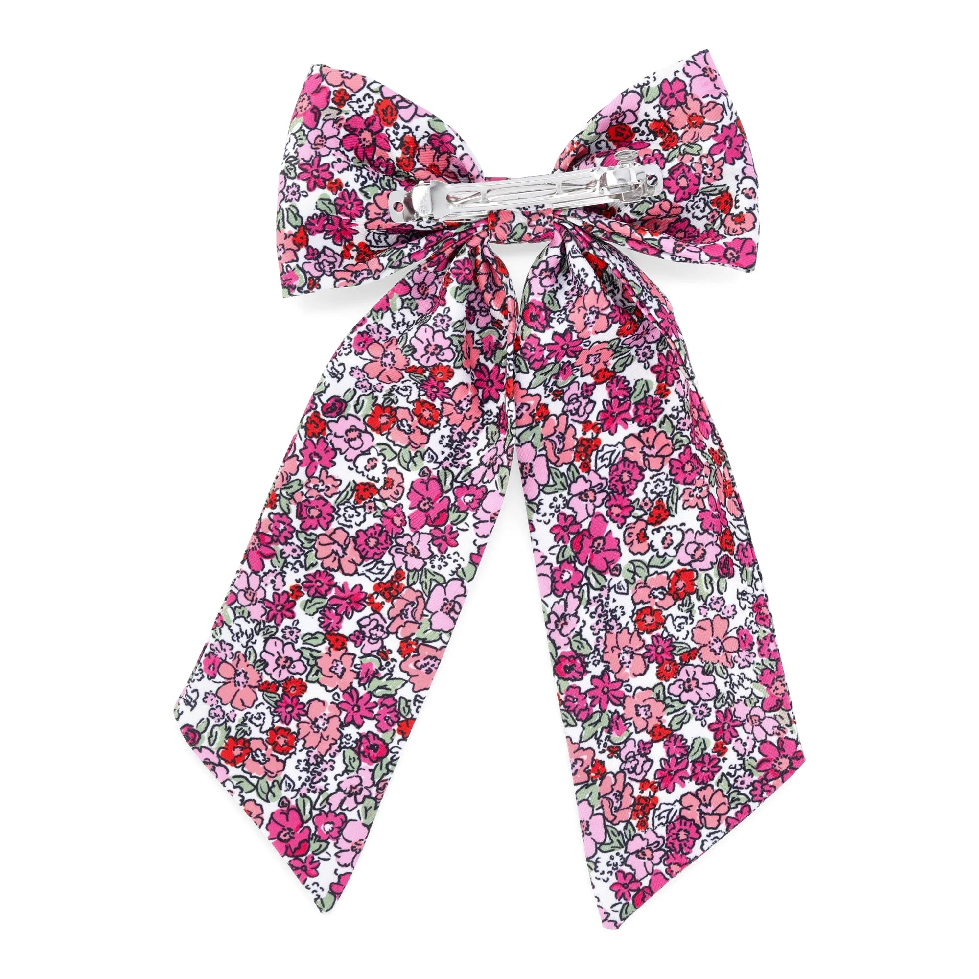 Wonder Nation Girls Floral Print Jumbo Bow Barrette Clip, Pink Multi |  WTWL777XA