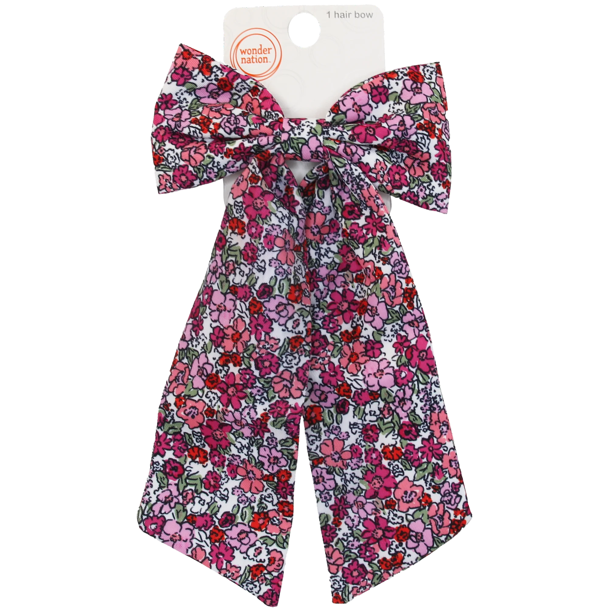 Wonder Nation Girls Floral Print Jumbo Bow Barrette Clip, Pink Multi |  WTWL777XA