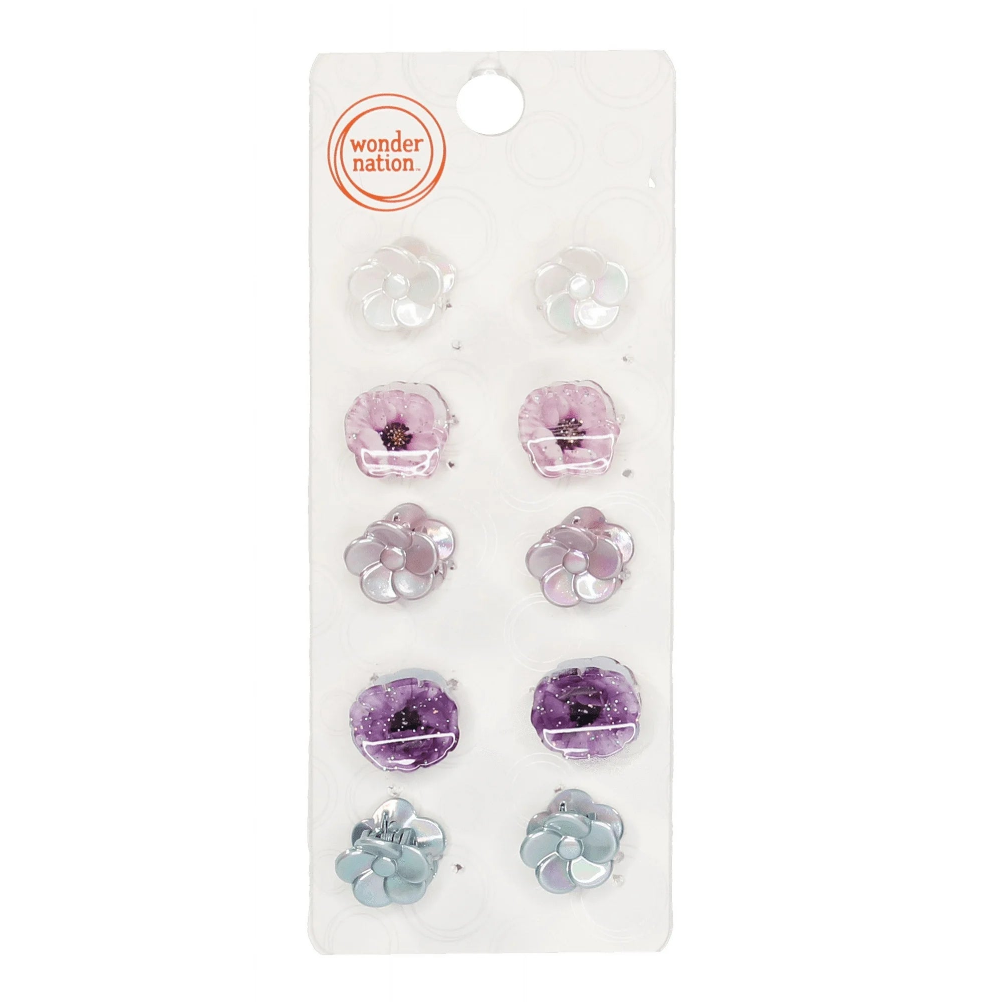 Wonder Nation Girls Flowers Mini Claw Clips, 10-Piece Set, Multi  |  WTWL776XA