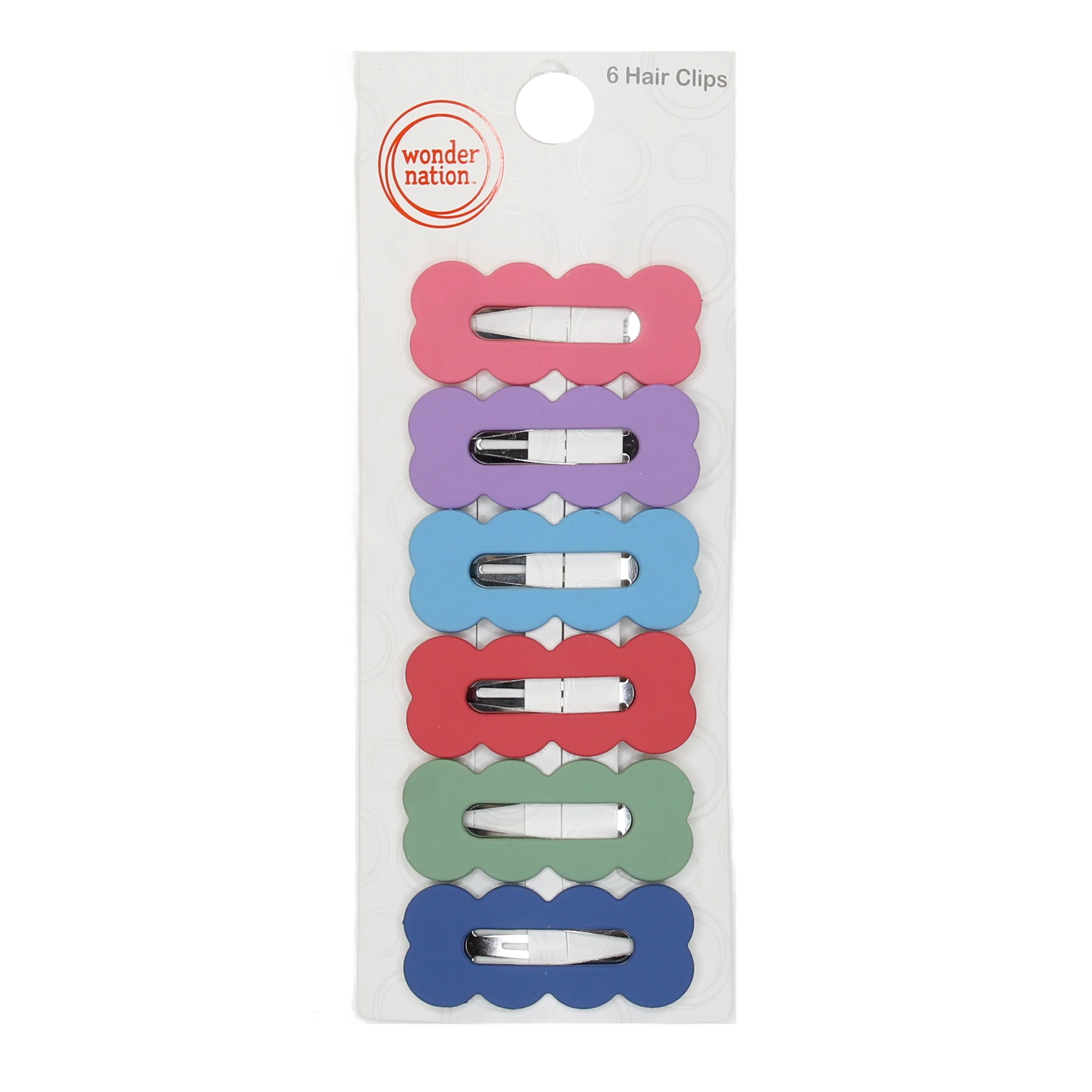Wonder Nation Girls Matte Wavy Snap Clips, 6-Piece, Multi | WTWL778XA