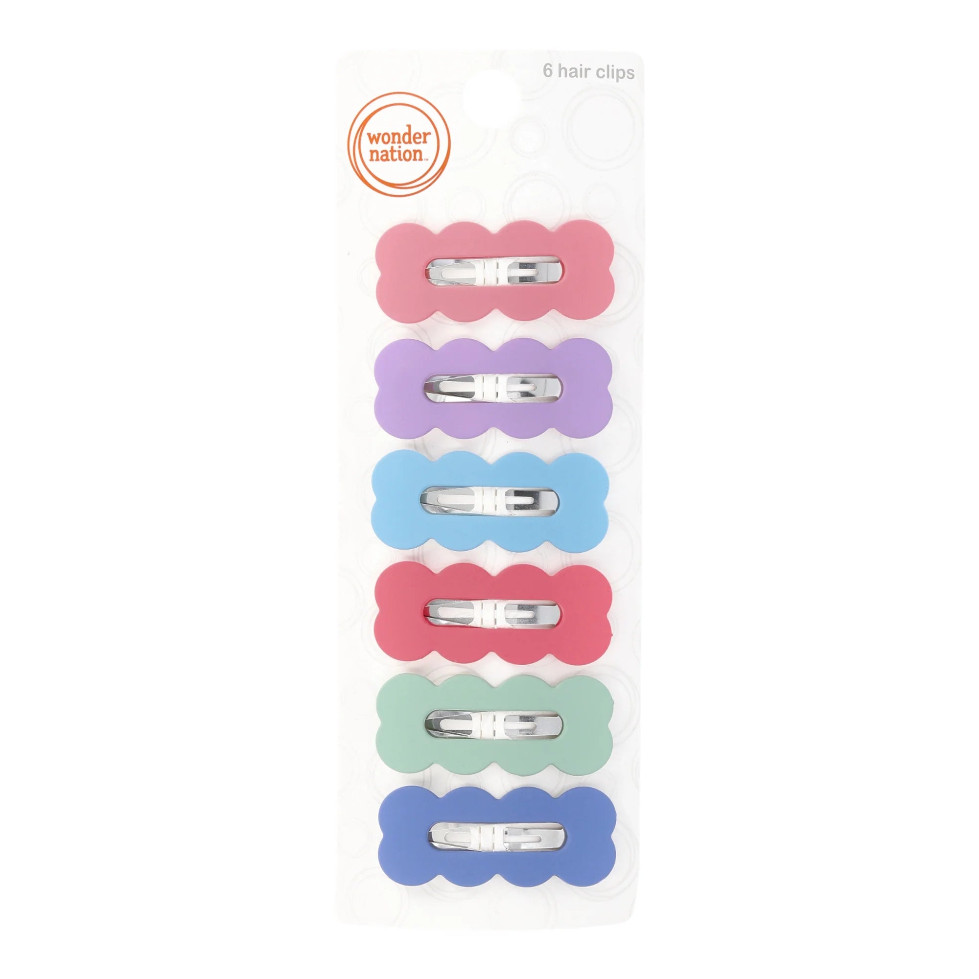 Wonder Nation Girls Matte Wavy Snap Clips, 6-Piece, Multi | WTWL778XA