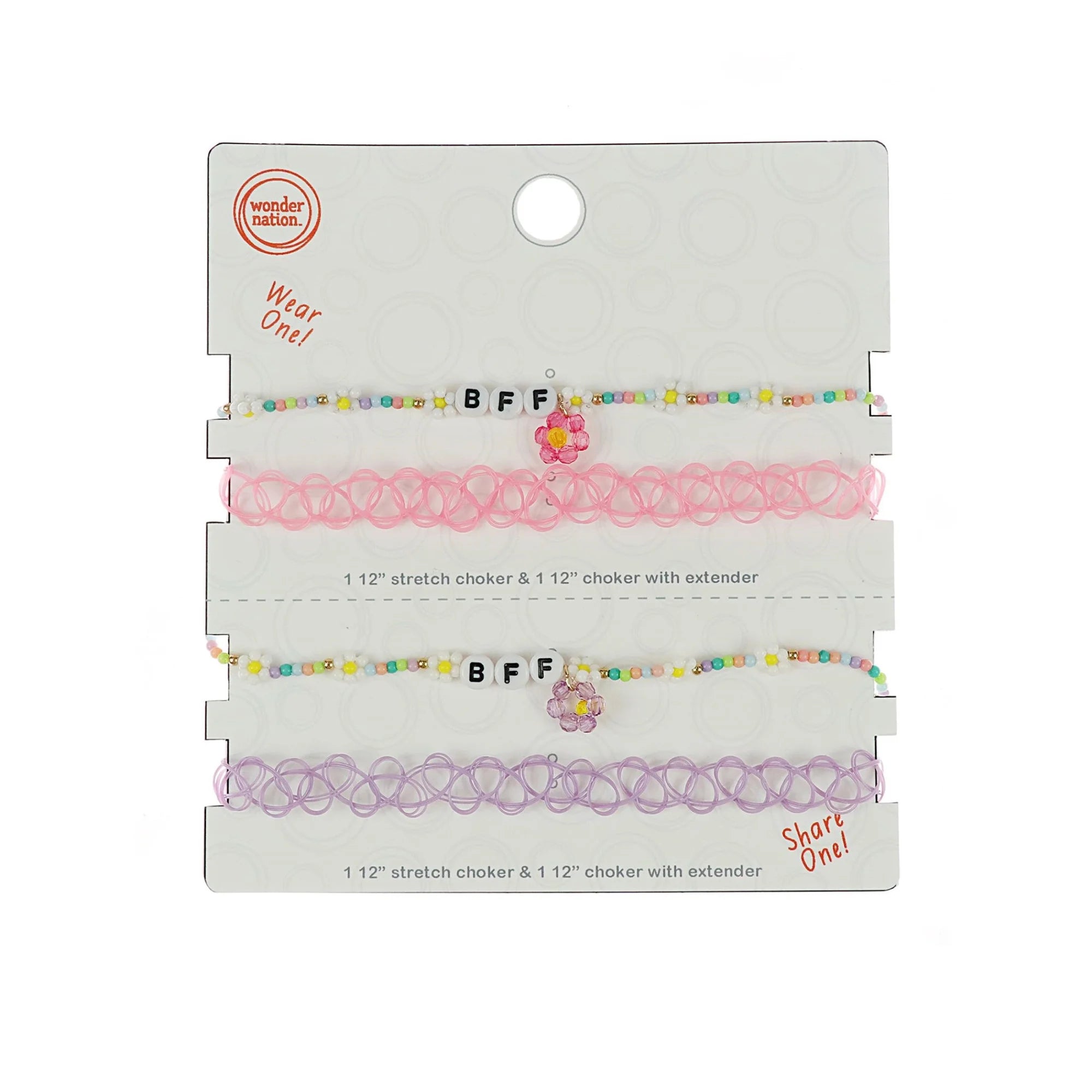 Wonder Nation Girls’ BFF Stretch Choker Set, 4-Piece | WTWL614XA