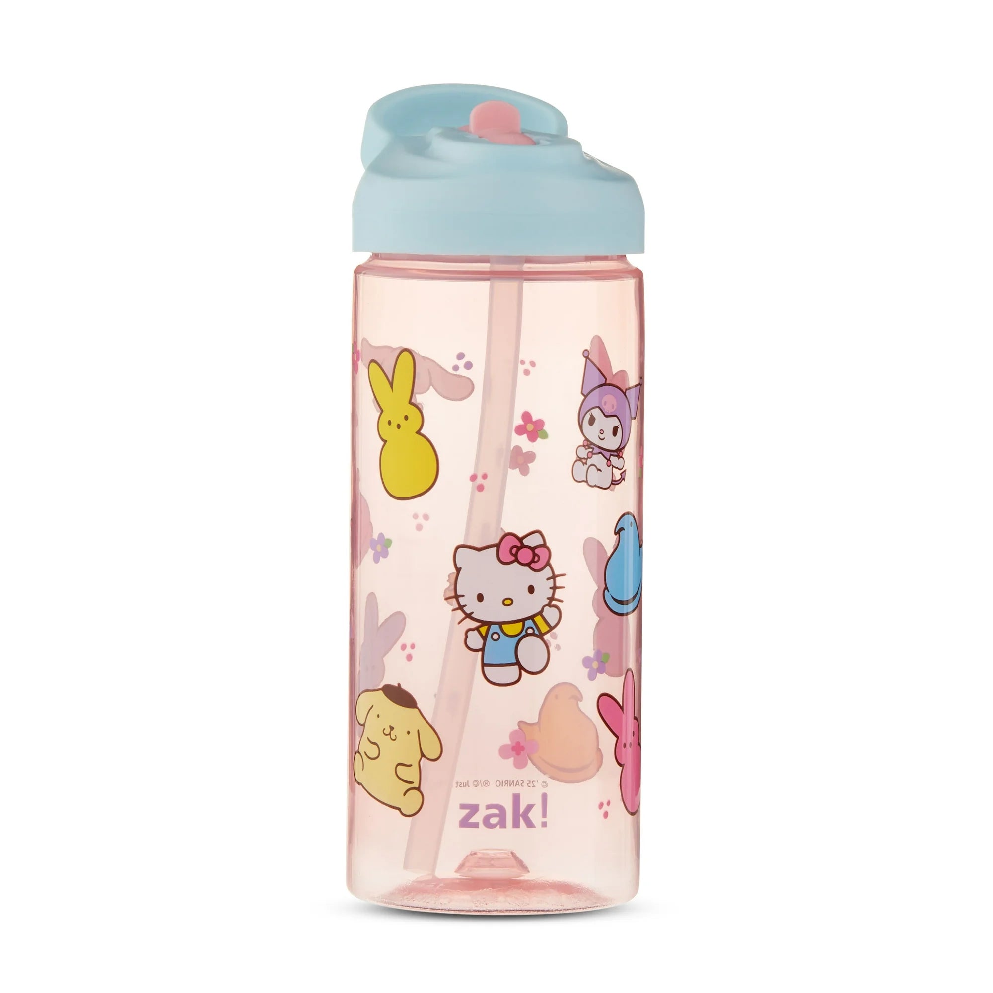 Zak Designs Hello Kitty Peeps Pink 16oz PP Kids Murphy Bottle with Built In Carry Handle and Flip Up Straw  | WTWL901XA