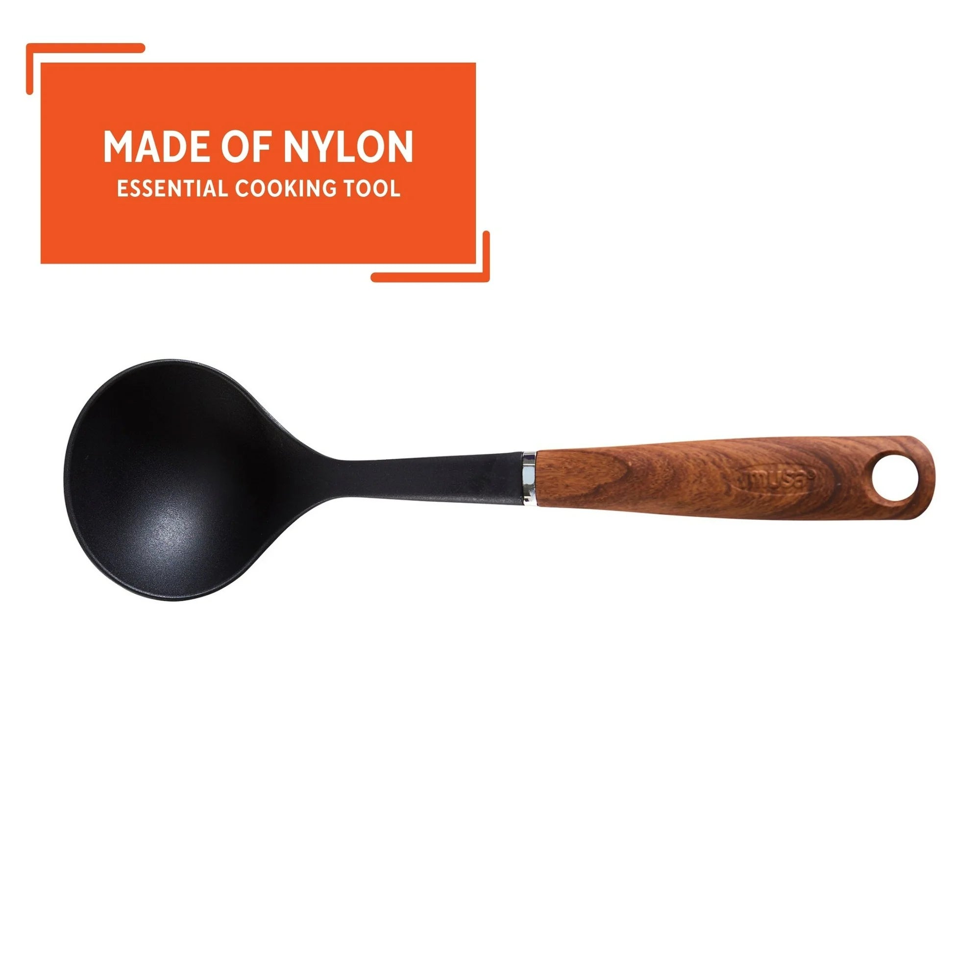Imusa Nylon Black Cooking Ladle with Woodlook Handle | WTWL996XA