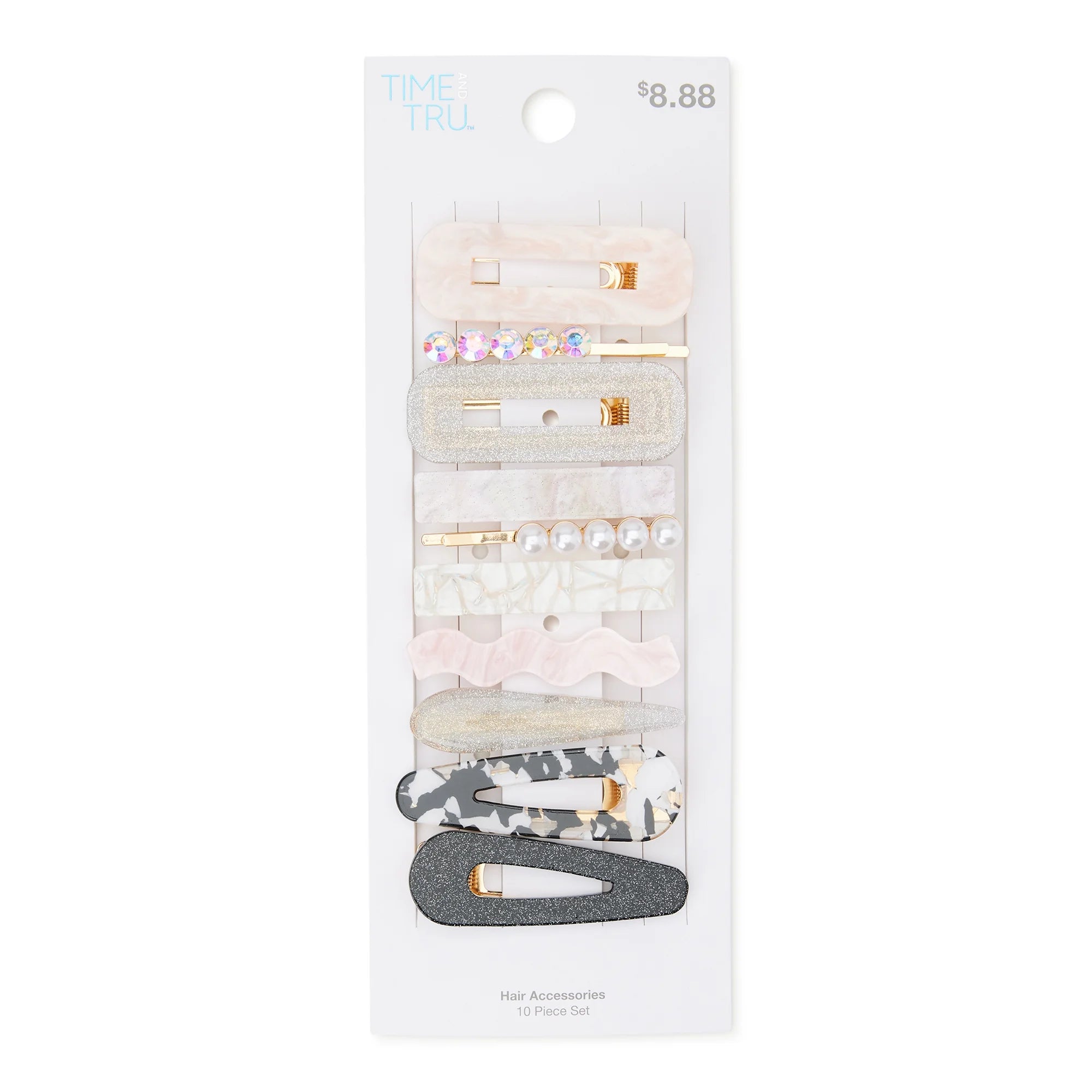 Time and Tru Women's Hair Clip, 10-Pack, Grey Blush |  WTWL862XA