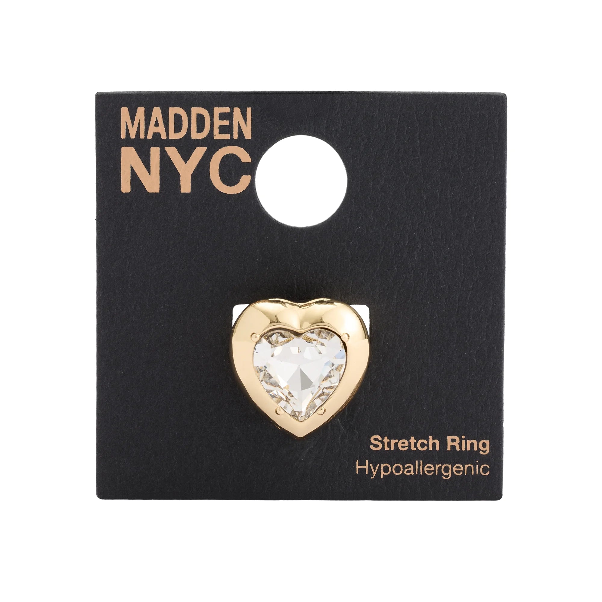 Madden NYC Women's Fashion Gold Tone Heart Gem Cocktail Ring  |  WTWL1126XA