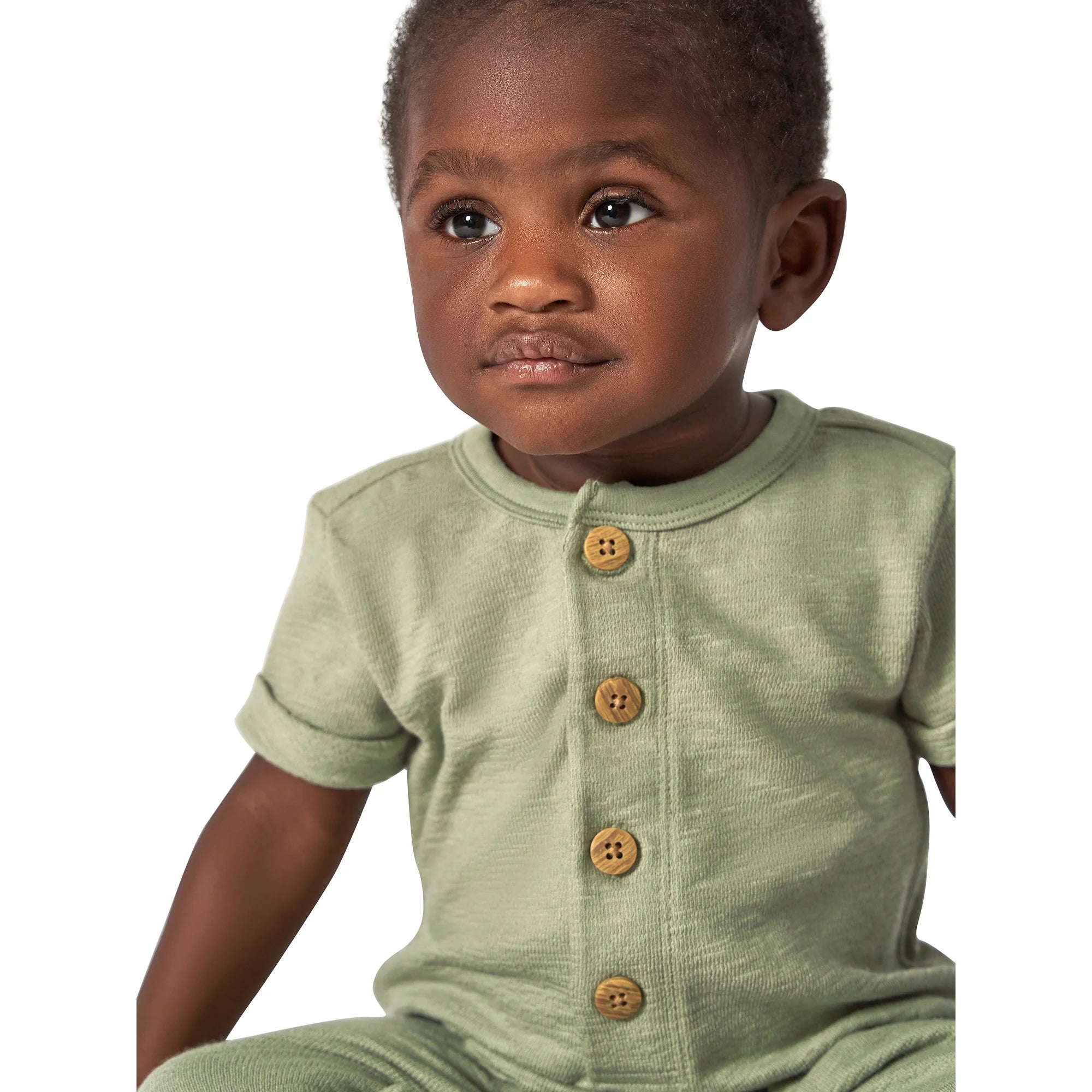 Modern Moments by Gerber Gender Neutral Short Sleeve Henley Romper, Sizes 0/3 Months - 24 Months | WTWL979XA
