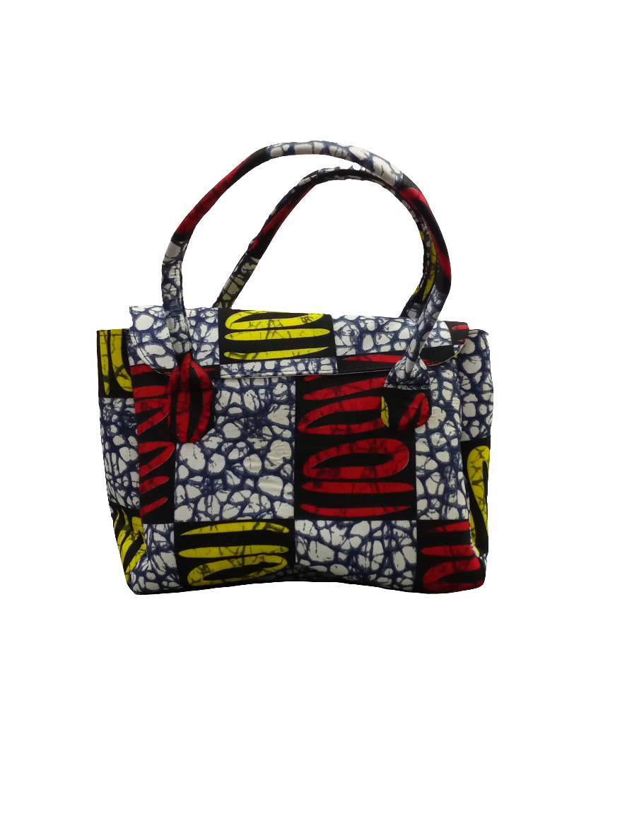 Ankara Madam Hand Bag, Red, White and Yellow | BST9a