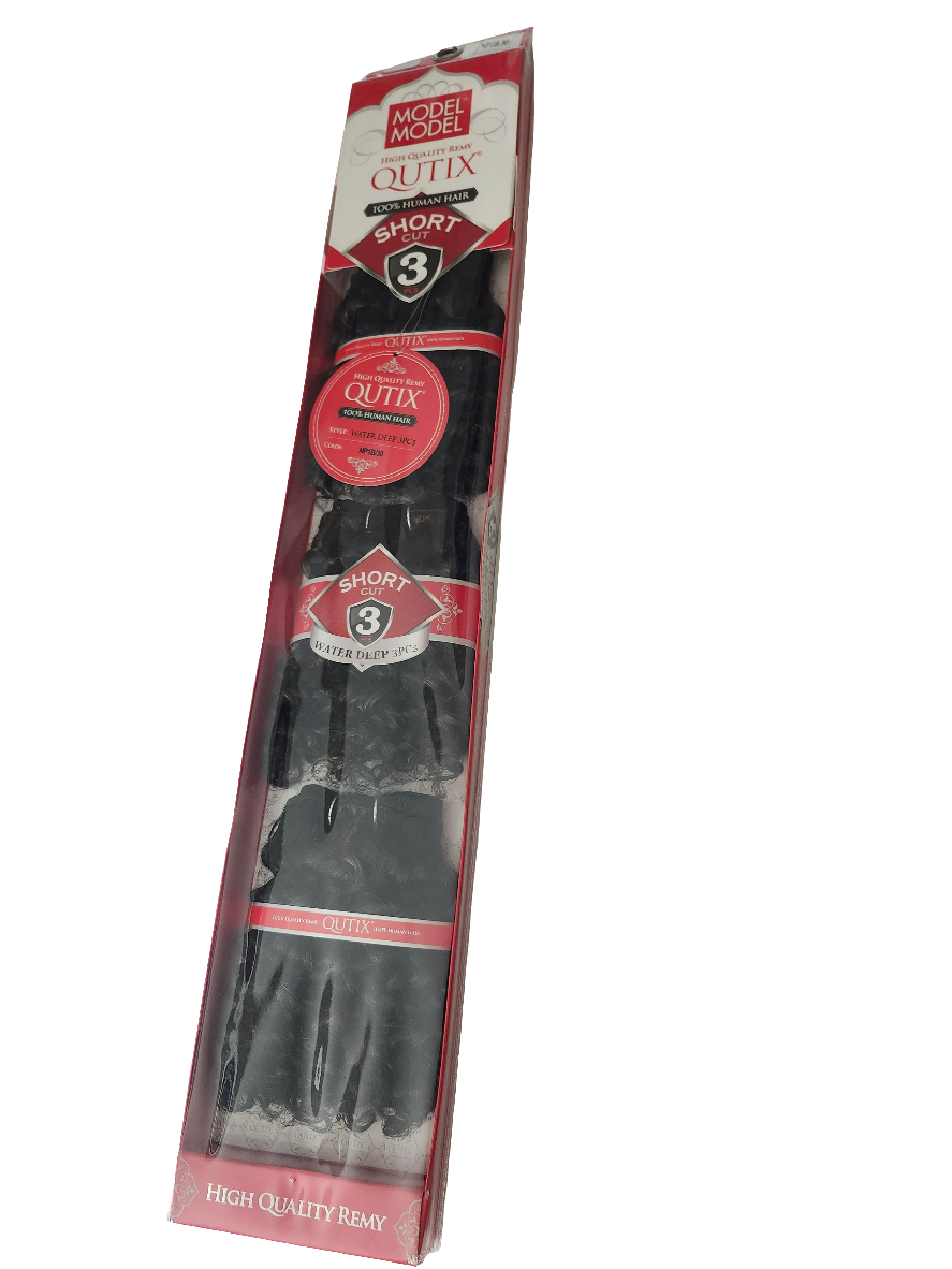 Model Qutix Human Hair Weave-in Extension Hair Water Deep Curls Style Short Cut 3-Pcs | 2AFQE137XA