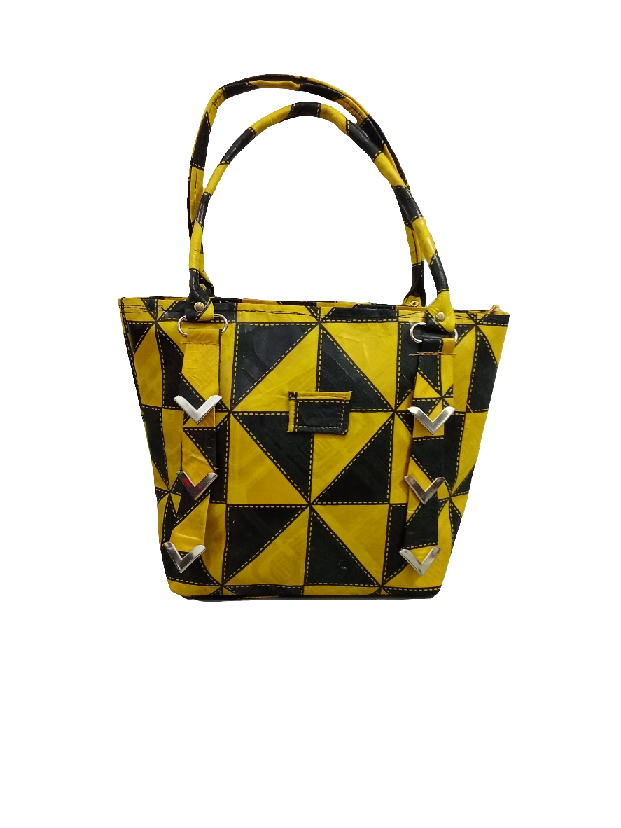 Ankara Madam Hand Bag, Yellow and Black | BST6a